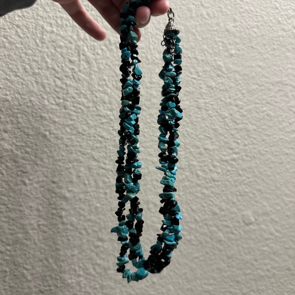 Turquoise and Black Beaded Necklace